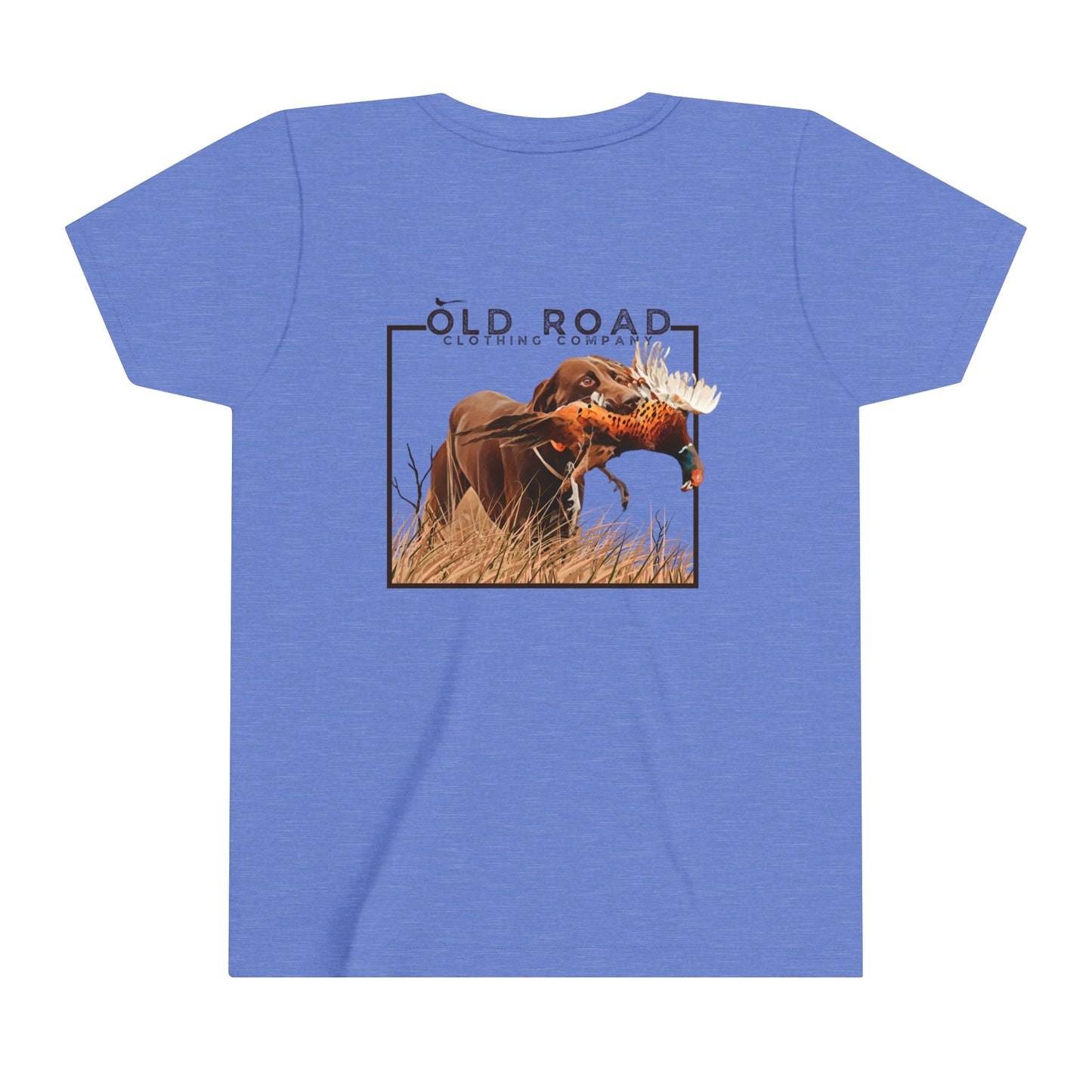 Youth of Labrador Retriever Pheasant Hunting T Shirt | Lab Retrieving Pheasant | Duck Hunting | Hunting Dog Shirt | Chocolate Lab | Upland Hunting