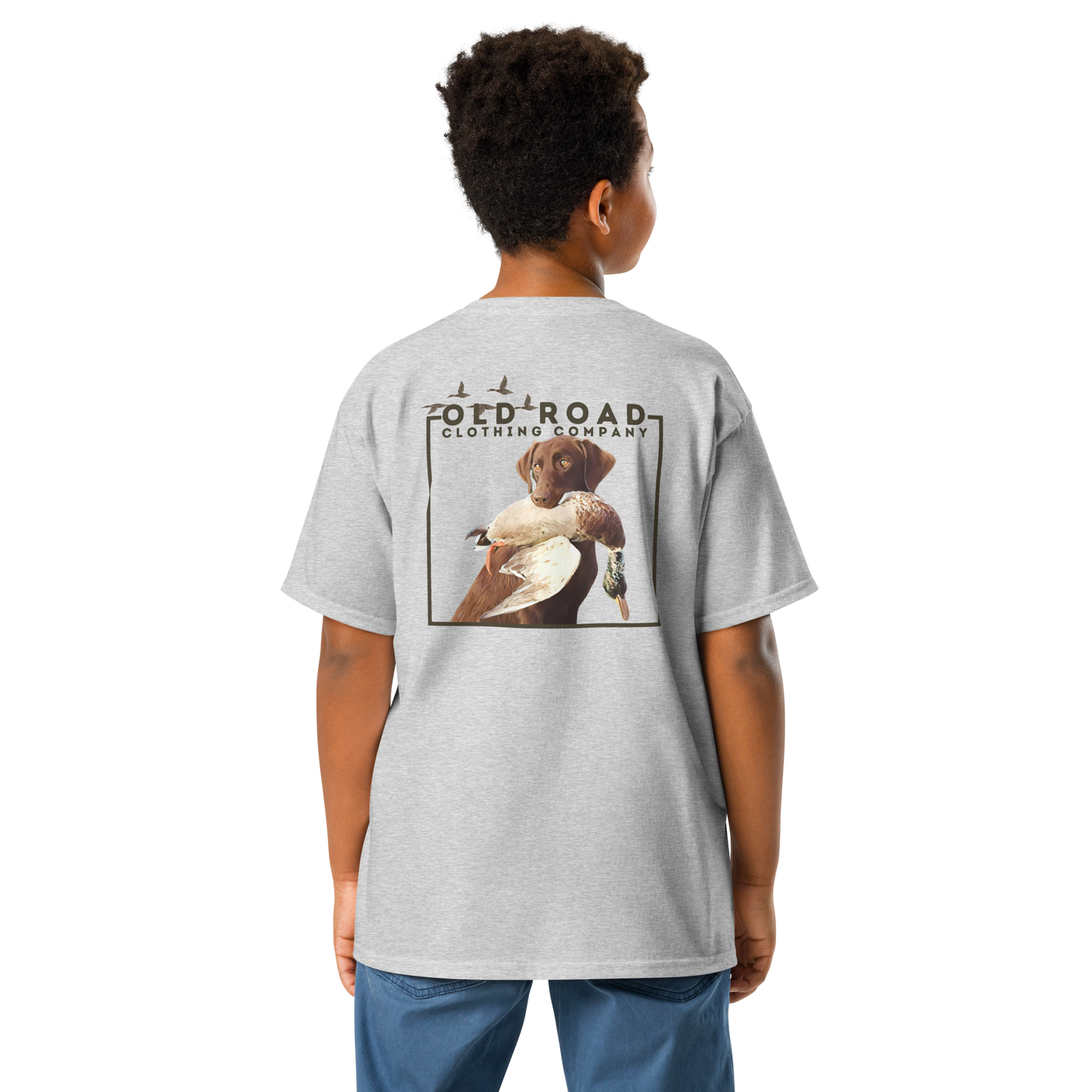 Youth Labrador Retriever Duck Hunting T Shirt | Lab Retrieving Duck | Duck Hunting | Hunting Dog | Chocolate Lab | Fathers Day Matching Shirt