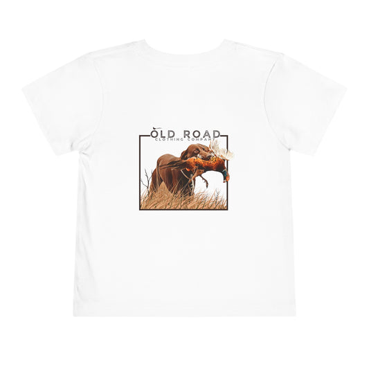 Toddler Labrador Retriever Pheasant Hunting T Shirt | Lab Retrieving Pheasant | Duck Hunting | Hunting Dog Shirt | Chocolate Lab | Upland Hunting