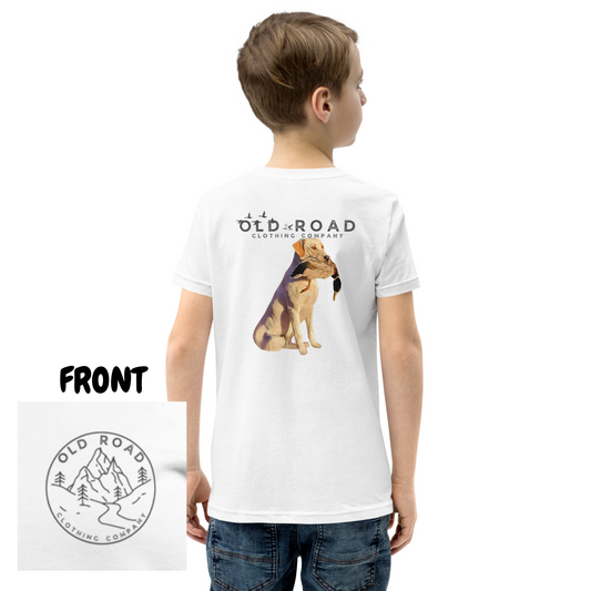 Youth Labrador Retriever Holding Duck | Youth Duck Hunting T Shirt | Youth Waterfowl T Shirt | Unisex T Shirt | Yellow Lab | Hunting Matching T Shirts