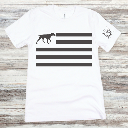 GSP Flag T Shirt | GSP X T Shirt | German Shorthaired Pointer Cross T Shirt | German Shorthaired Pointer Flag T Shirt | Upland Hunting T Shirt | Pheasant Hunting T Shirt | Bird Hunting T Shirt | Fathers Day Hunting Gift