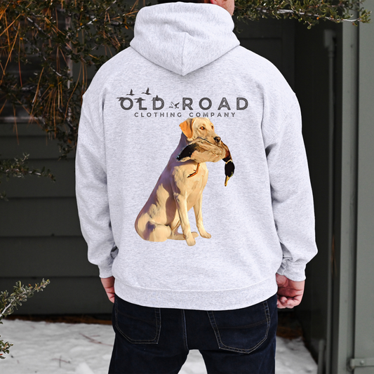 Labrador Retriever Holding Duck | Mens Duck Hunting Hoodie | Mens Waterfowl Hoodie | Unisex Hoodie | Yellow Lab | Lab Mom | Lab Dad | Fathers Day Gift