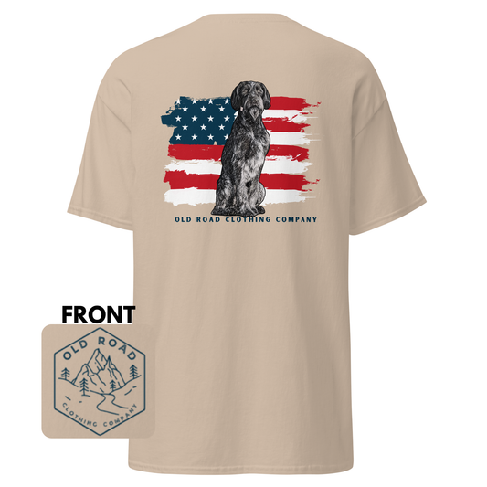 German Wiredhair Pointer Shirt | American Flag T Shirt | GWP T Shirt | Hunting Dog T Shirt | Bird Hunting T Shirt | Upland Hunting | Waterfowl Hunting