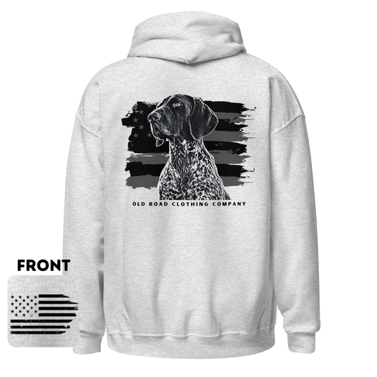 GSP Hoodie | German Wirehaired Pointer | American Flag Hoodie | American Flag Hunting Hoodie | Bird Hunting Hoodie | Pheasant Hunting Hoodie