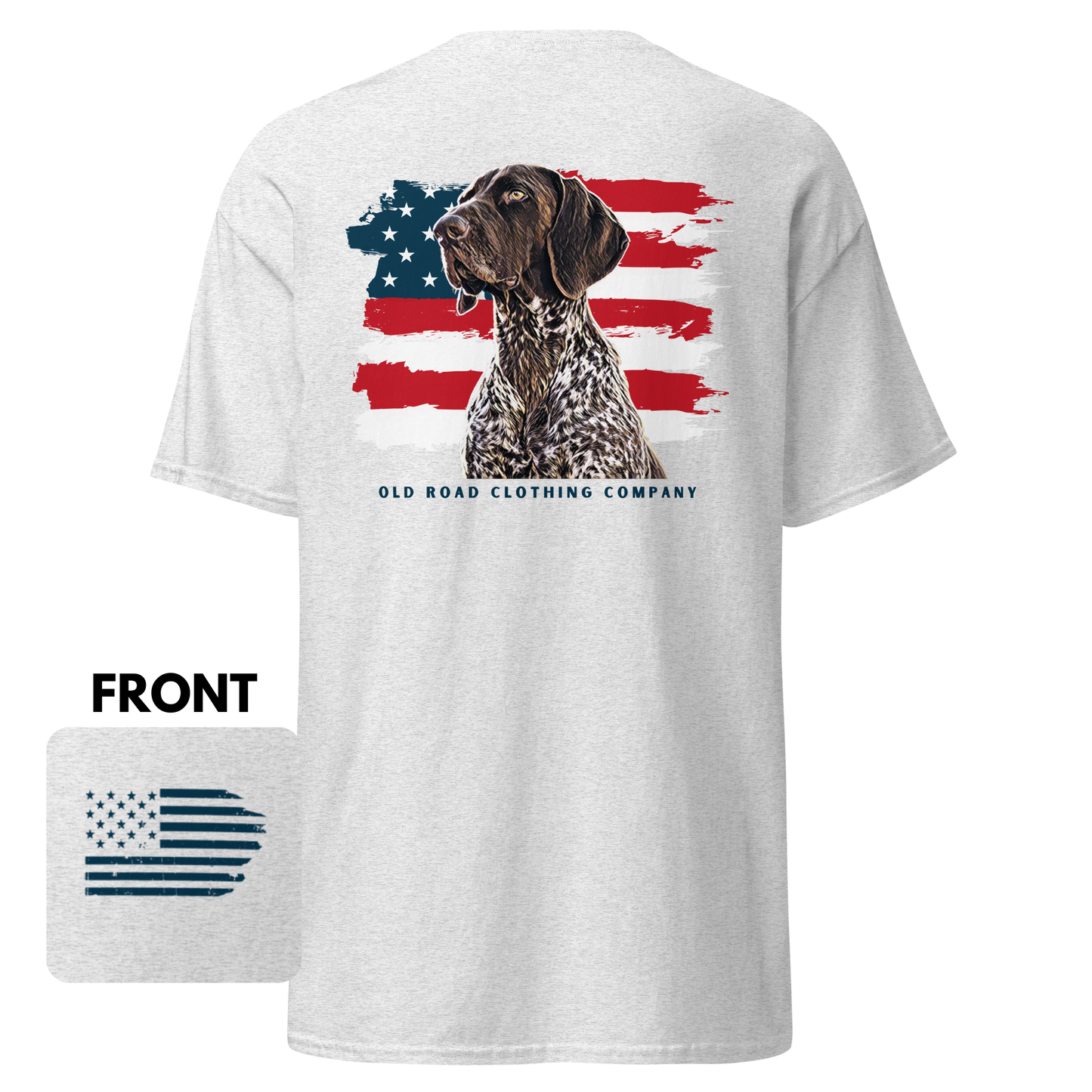 GSP T Shirt | German Shorthaired Pointer T Shirt | American Flag T Shirt | Bird Hunting T Shirt | Pheasant Hunting T Shirt | Grouse Hunting T Shirt