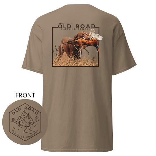Labrador Retriever Pheasant Hunting T Shirt | Lab Retrieving Pheasant | Duck Hunting | Hunting Dog Shirt | Chocolate Lab | Upland Hunting