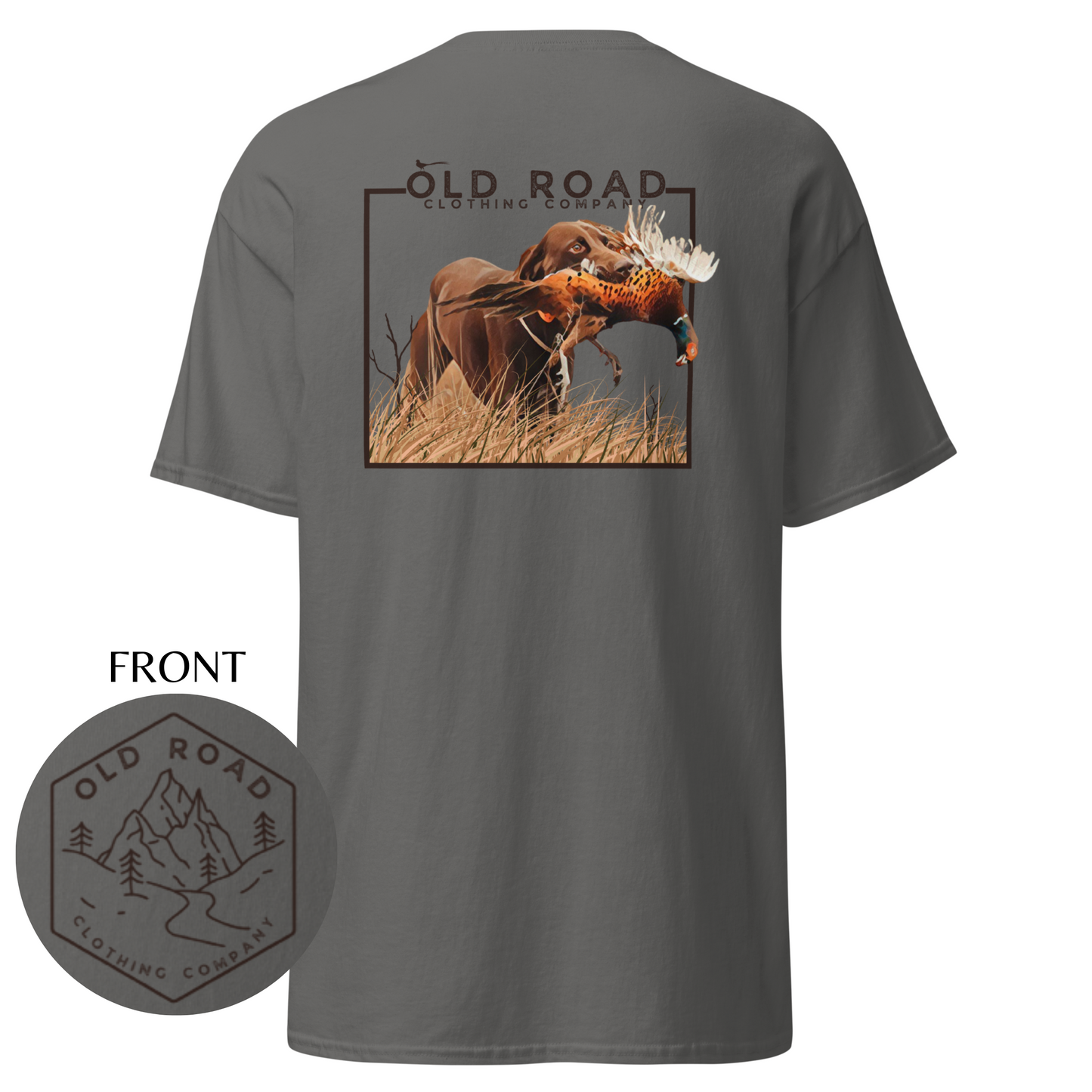 Labrador Retriever Pheasant Hunting T Shirt | Lab Retrieving Pheasant | Duck Hunting | Hunting Dog Shirt | Chocolate Lab | Upland Hunting