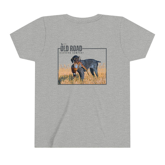 GSP Holding Pheasant Youth T Shirt | Pheasant Hunting German Shorthaired Pointer | Pheasant Hunting Hoodie | Bird Hunting | Bird Dogs | Hunting Dog