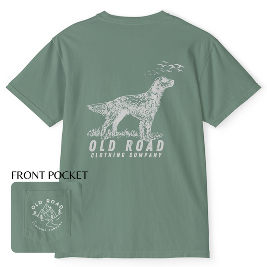 English Setter T Shirt | Comfort Colors Pocket T Shirt | English Setter Hunting Dog | Bird Hunting T Shirt | Upland Hunting T Shirt