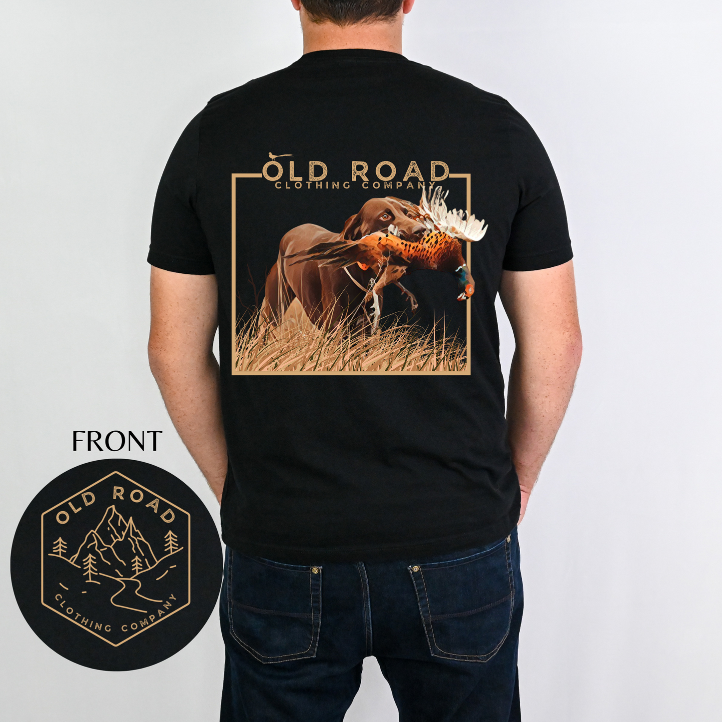 Labrador Retriever Pheasant Hunting T Shirt | Lab Retrieving Pheasant | Duck Hunting | Hunting Dog Shirt | Chocolate Lab | Upland Hunting